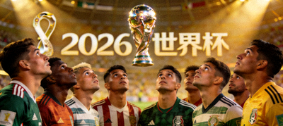 北美区各队球员仰望世界杯奖杯的合成图，象征对2026世界杯的渴望